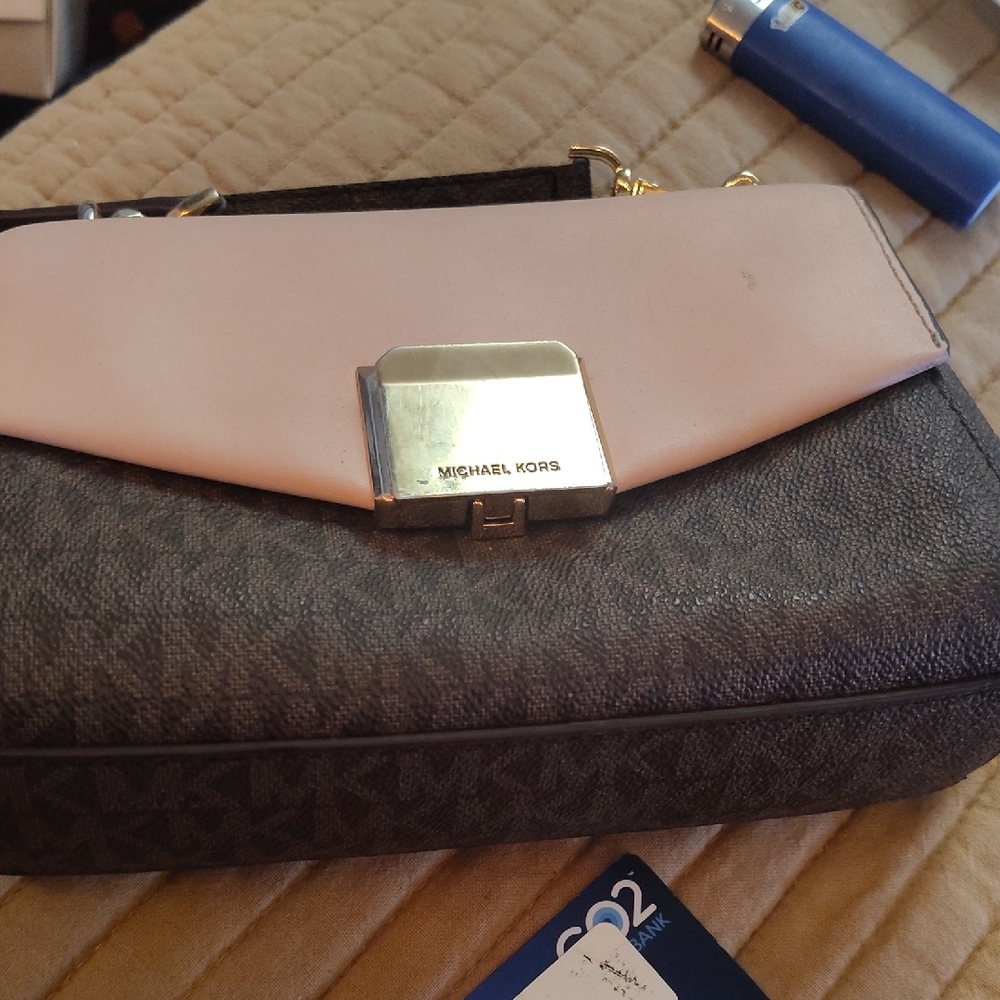 Michael Kors Pink and Brown Clutch